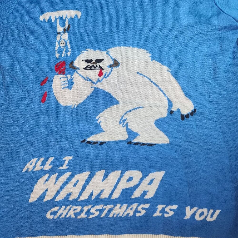 Numskull Wampa Christmas Sweater Small Blue Knit Crewneck